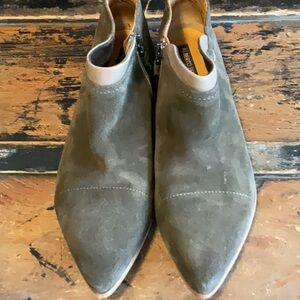 Alberto Fermani Olive Suede Ankle Booties Size 39.5